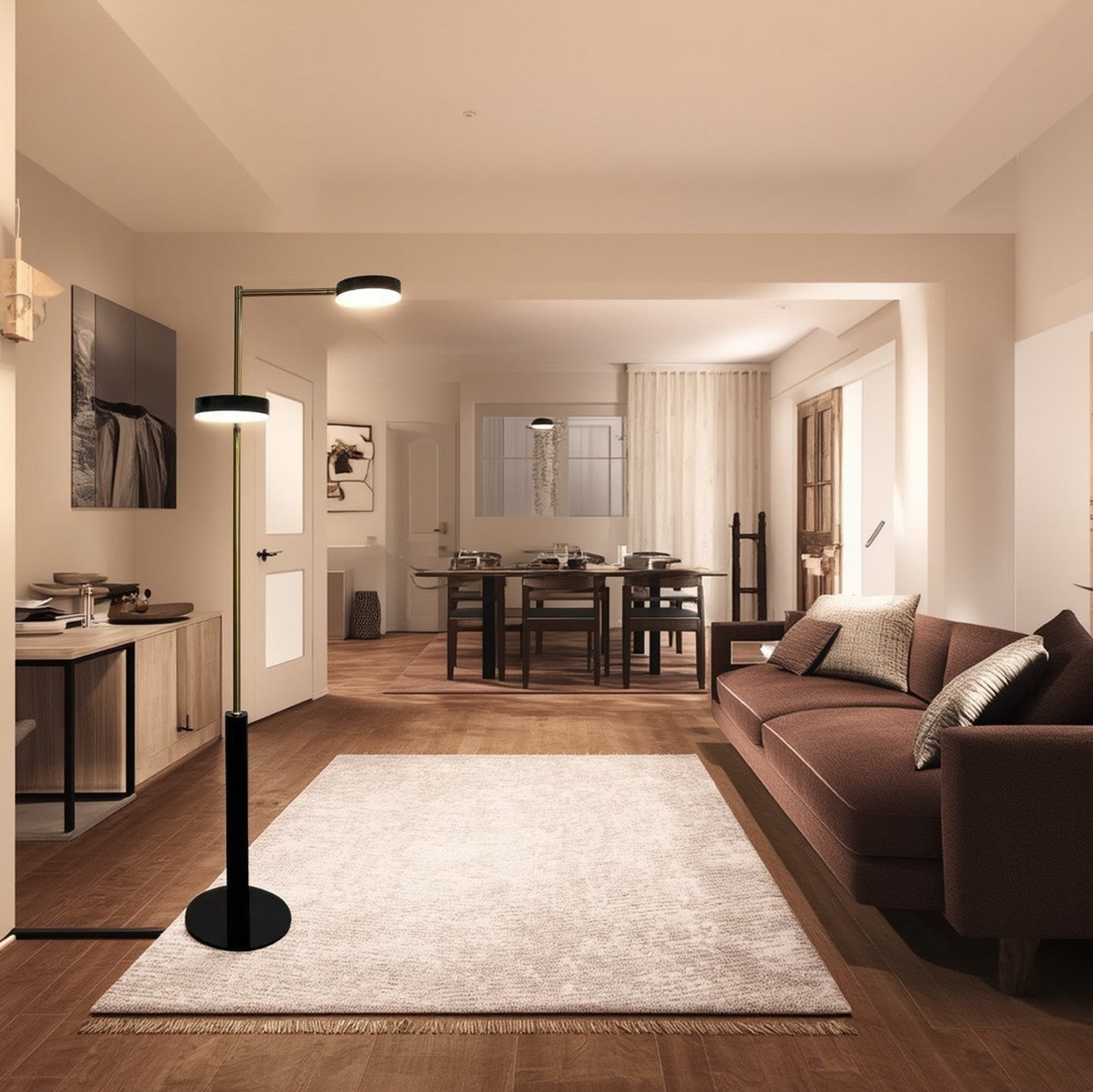 Contemporary Nordic Cylindrical Round Iron LED Standing Floor Lamp For Living Room