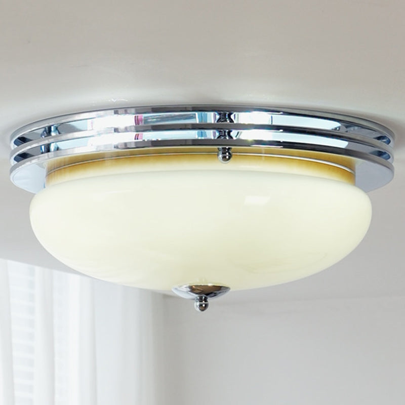 Traditional Vintage Round Hardware Glass LED Flush Mount Ceiling Light For Living Room
