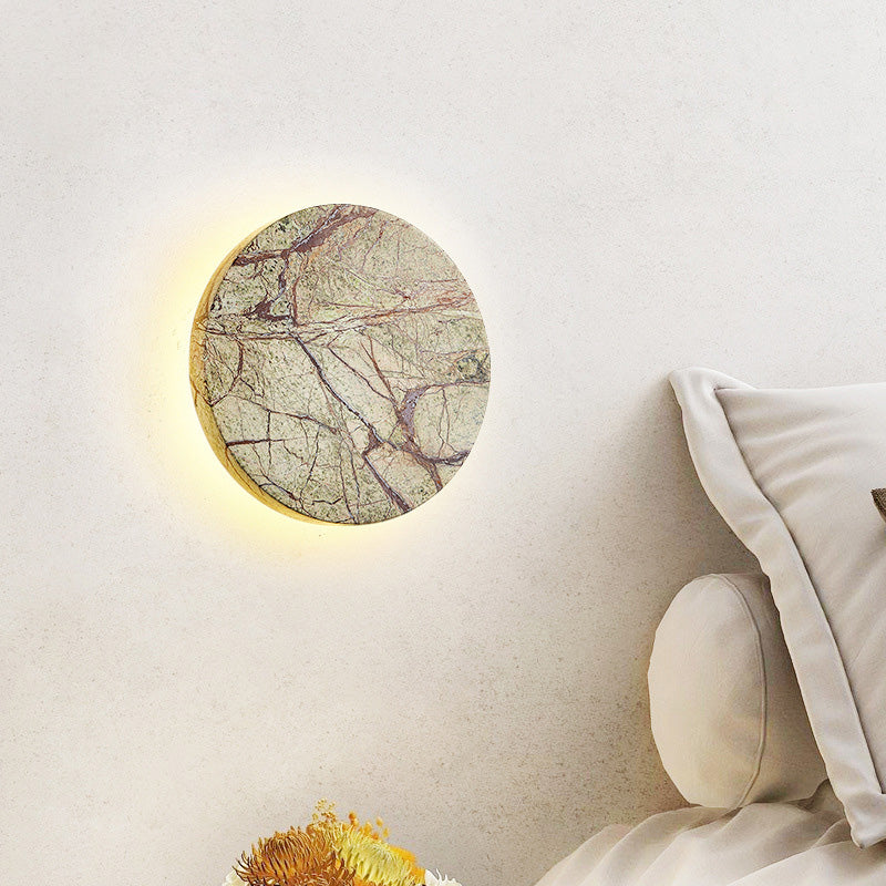 Contemporary Nordic Round Marble LED Wall Sconce Lamp For Living Room