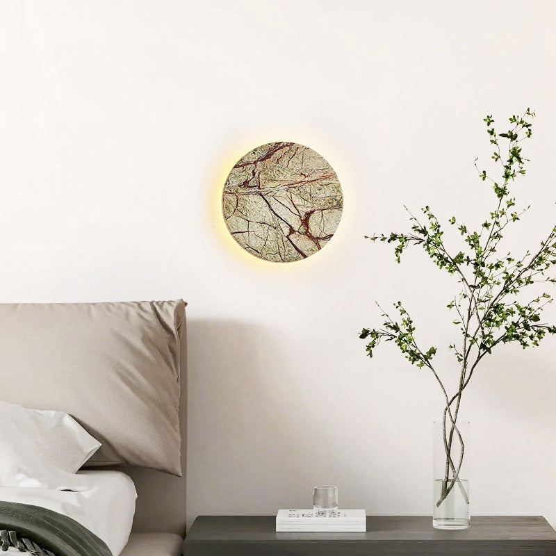 Contemporary Nordic Round Marble LED Wall Sconce Lamp For Living Room