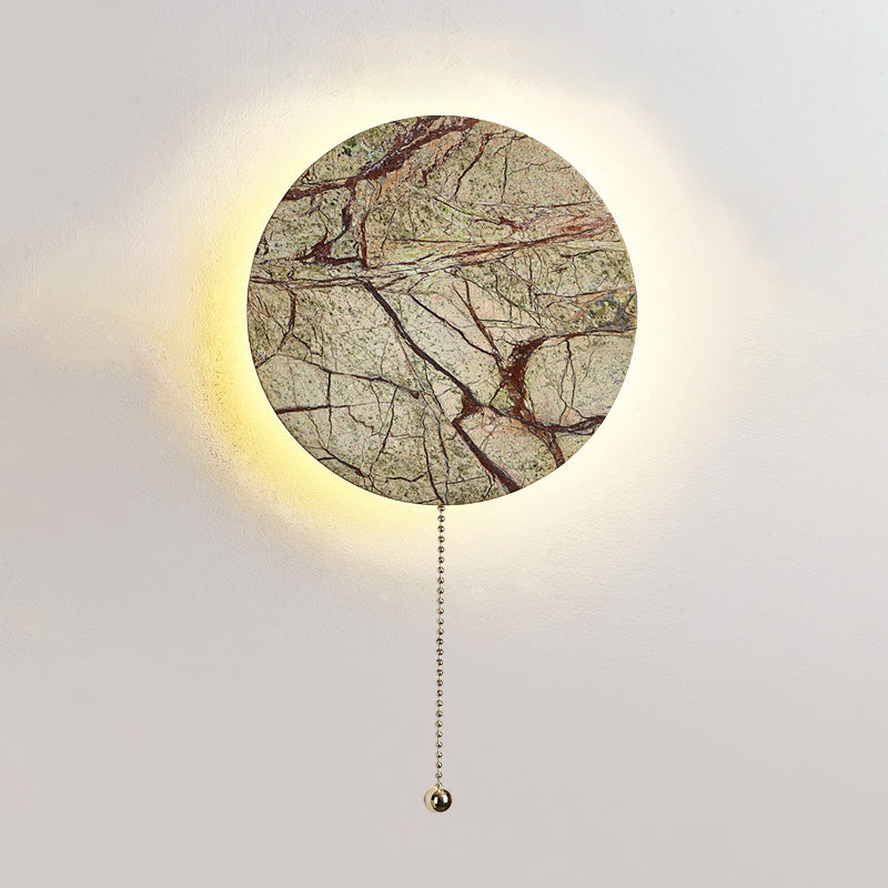 Contemporary Nordic Round Marble LED Wall Sconce Lamp For Living Room
