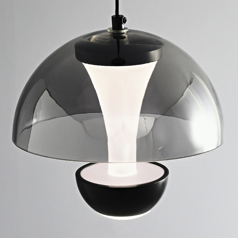 Modern Minimalist Round Dome Copper Glass Aluminum LED Pendant Light For Bedroom