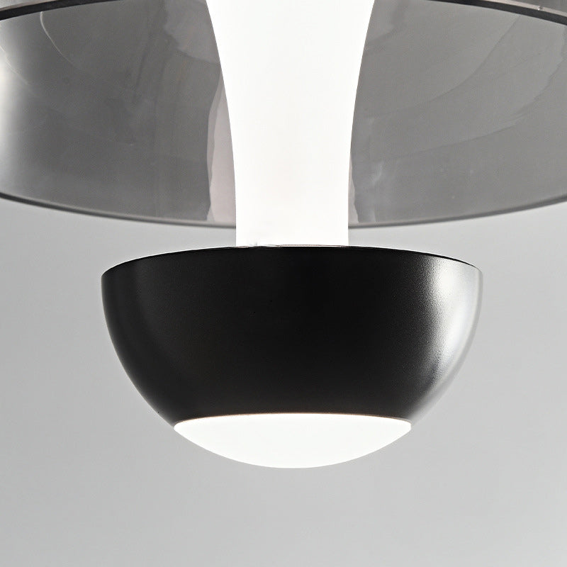 Modern Minimalist Round Dome Copper Glass Aluminum LED Pendant Light For Bedroom