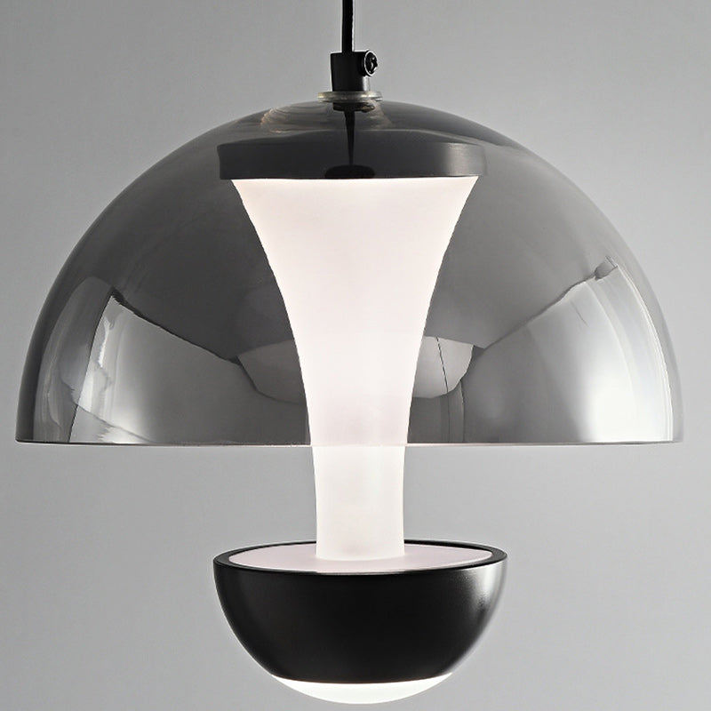 Modern Minimalist Round Dome Copper Glass Aluminum LED Pendant Light For Bedroom