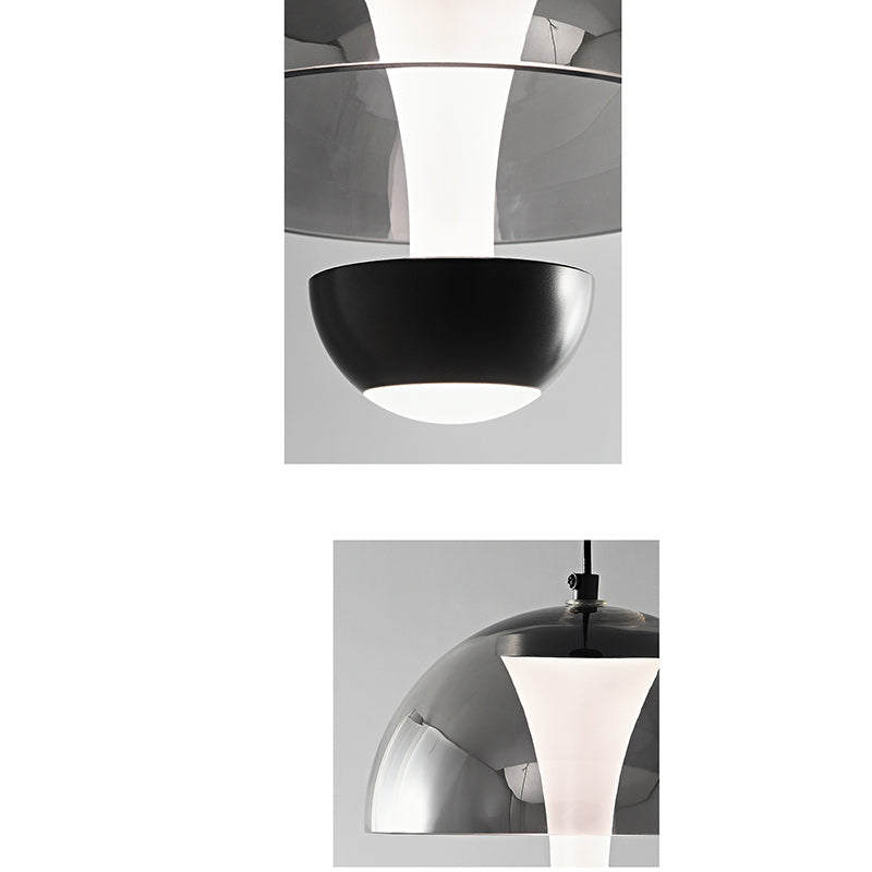 Modern Minimalist Round Dome Copper Glass Aluminum LED Pendant Light For Bedroom