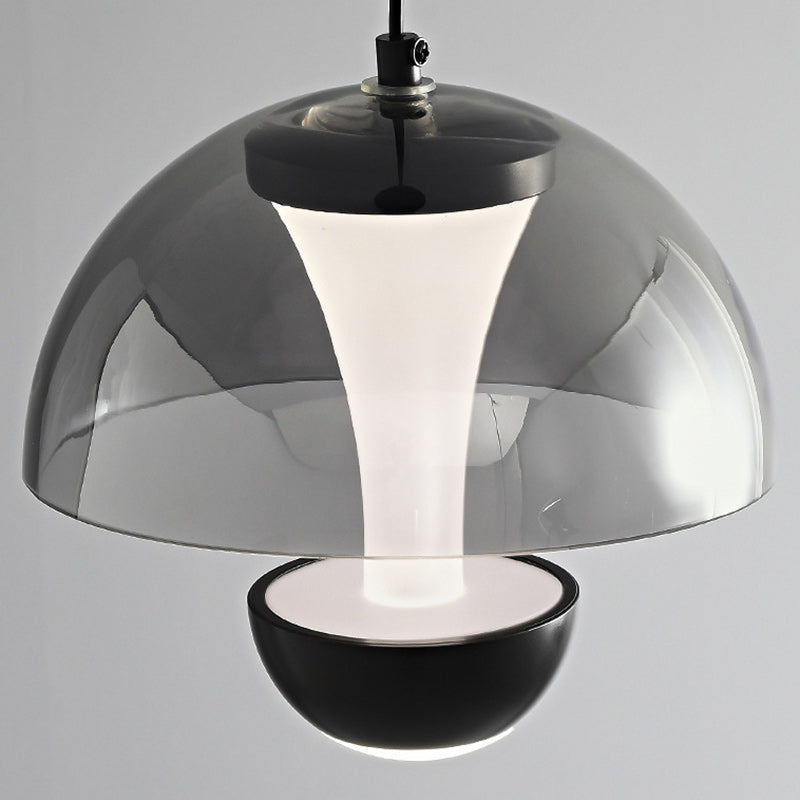 Modern Minimalist Round Dome Copper Glass Aluminum LED Pendant Light For Bedroom