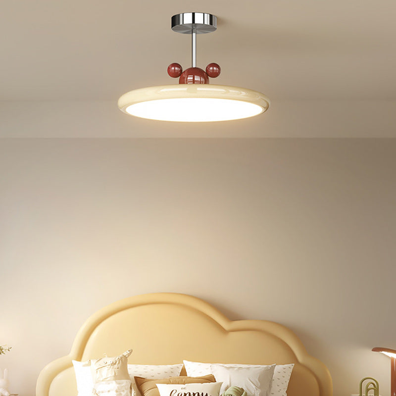 Contemporary Creative Round Disc Iron PE LED Pendant Light For Living Room