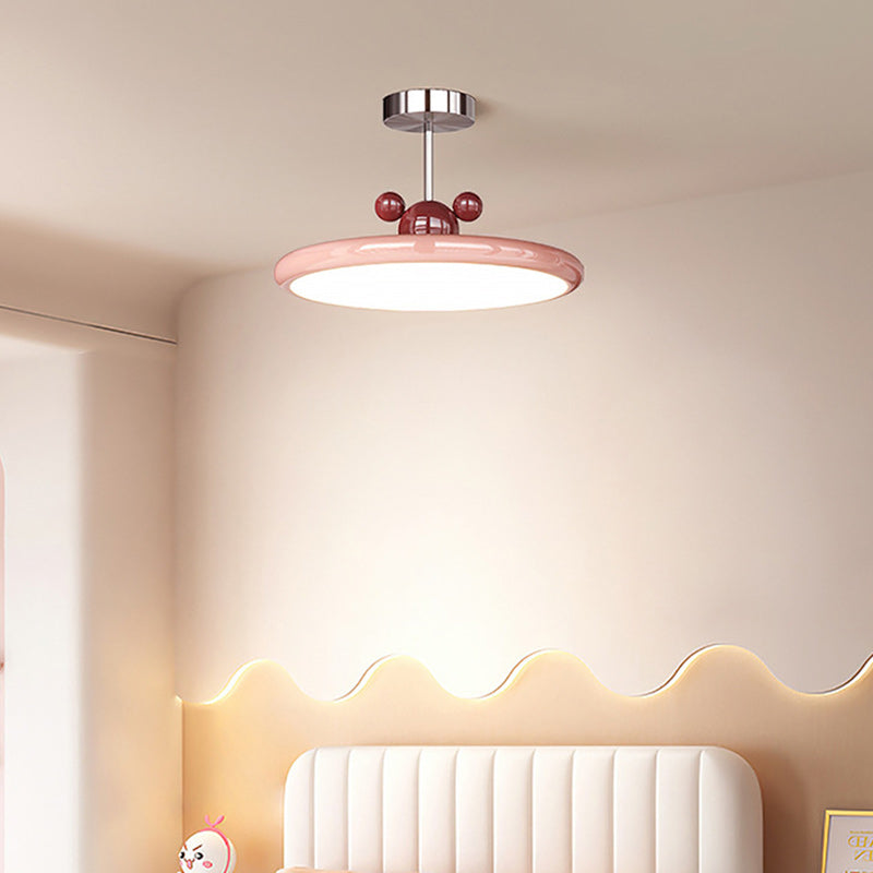 Contemporary Creative Round Disc Iron PE LED Pendant Light For Living Room