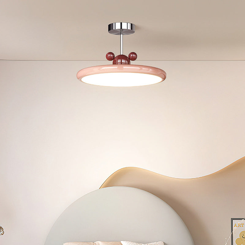 Contemporary Creative Round Disc Iron PE LED Pendant Light For Living Room