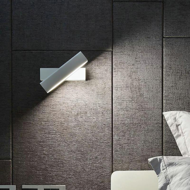 Modern Minimalist Rotatable Rectangular Iron Rubberwood LED Wall Sconce Lamp For Bedroom