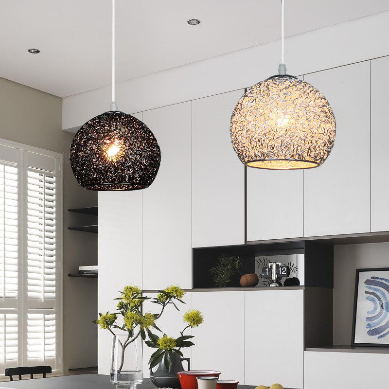 Modern Art Deco Orb Dome Aluminum 1-Light Pendant Light For Living Room