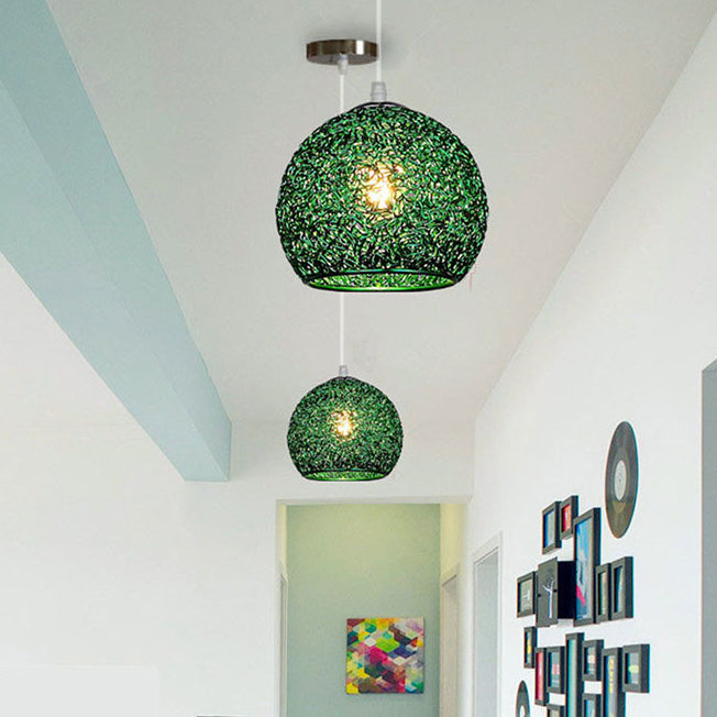 Modern Art Deco Orb Dome Aluminum 1-Light Pendant Light For Living Room
