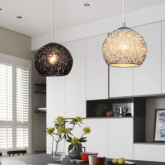 Modern Art Deco Orb Dome Aluminum 1-Light Pendant Light For Living Room