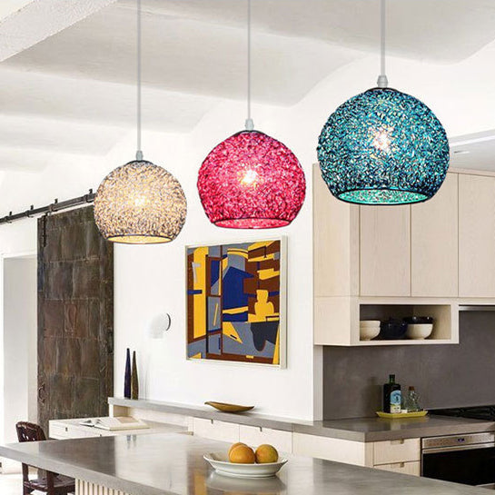 Modern Art Deco Orb Dome Aluminum 1-Light Pendant Light For Living Room