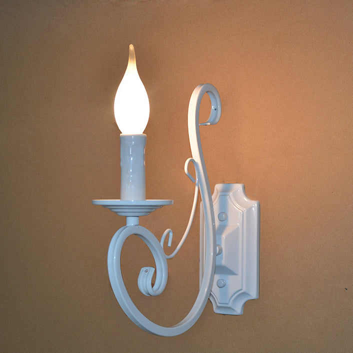 Traditional Vintage Candelabra Iron 1-Light Wall Sconce Lamp For Living Room