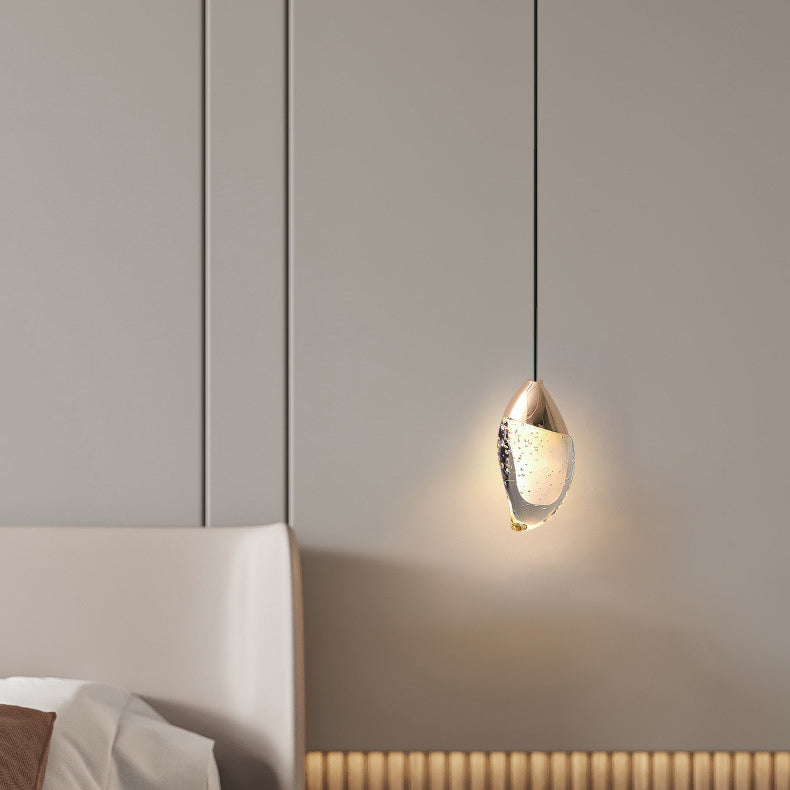 Modern Minimalist Irregular Oval Hardware Crystal LED Pendant Light For Bedroom