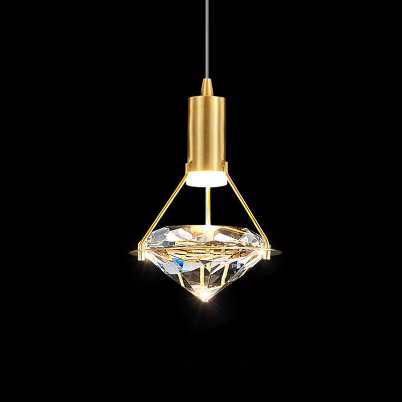ثريا كريستال LED نحاسية كاملة على شكل ماسي فاخرة معاصرة لغرفة المعيشة