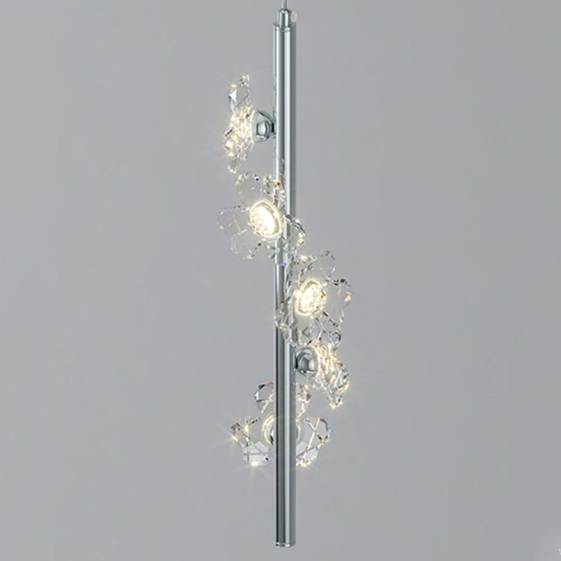 Contemporary Nordic Cylinder Flower Iron Acrylic LED Pendant Light For Bedroom