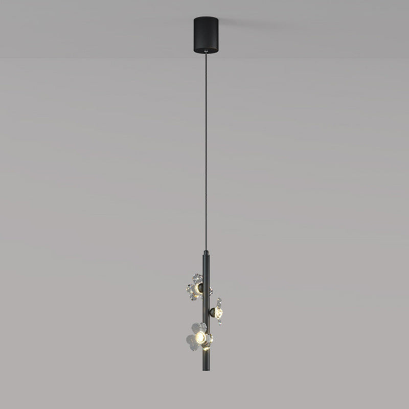Contemporary Nordic Cylinder Flower Iron Acrylic LED Pendant Light For Bedroom