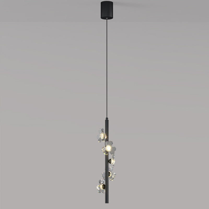 Contemporary Nordic Cylinder Flower Iron Acrylic LED Pendant Light For Bedroom