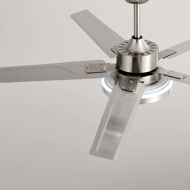 مروحة سقف صناعية معاصرة مستديرة مستطيلة الشكل مصنوعة من الحديد مع قضبان LED لإضاءة مروحة السقف لغرفة المعيشة