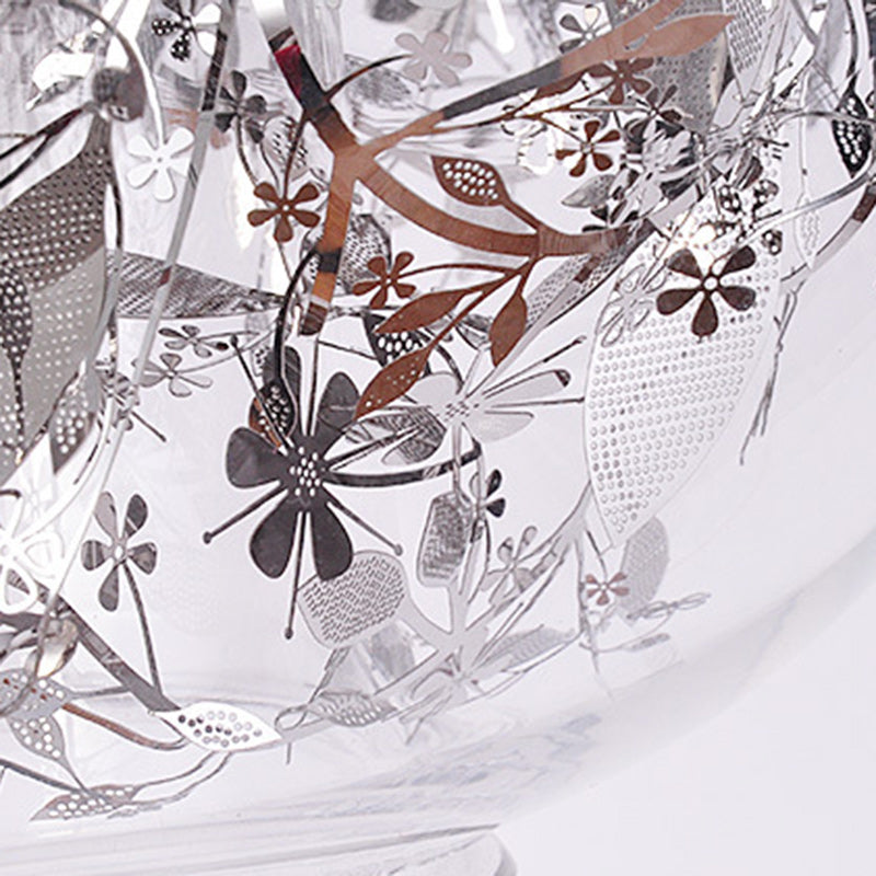 Contemporary Nordic Orb Snowflake Leaf Glass Shade Iron 1-Light Pendant Light For Living Room
