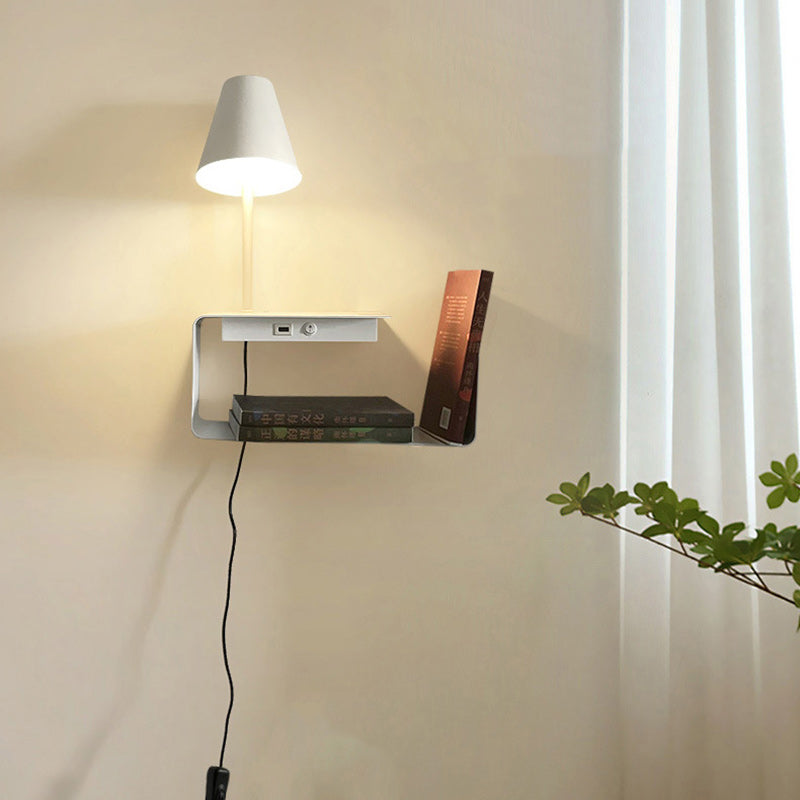 Modern Simplicity Rectangle Shelf Round Iron Shade 1-Light For Living Room