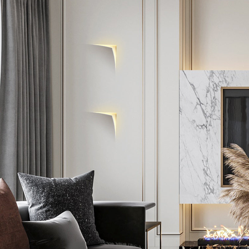 Modern Minimalist Square Opening Plaster 1-Light Wall Sconce Lamp For Living Room