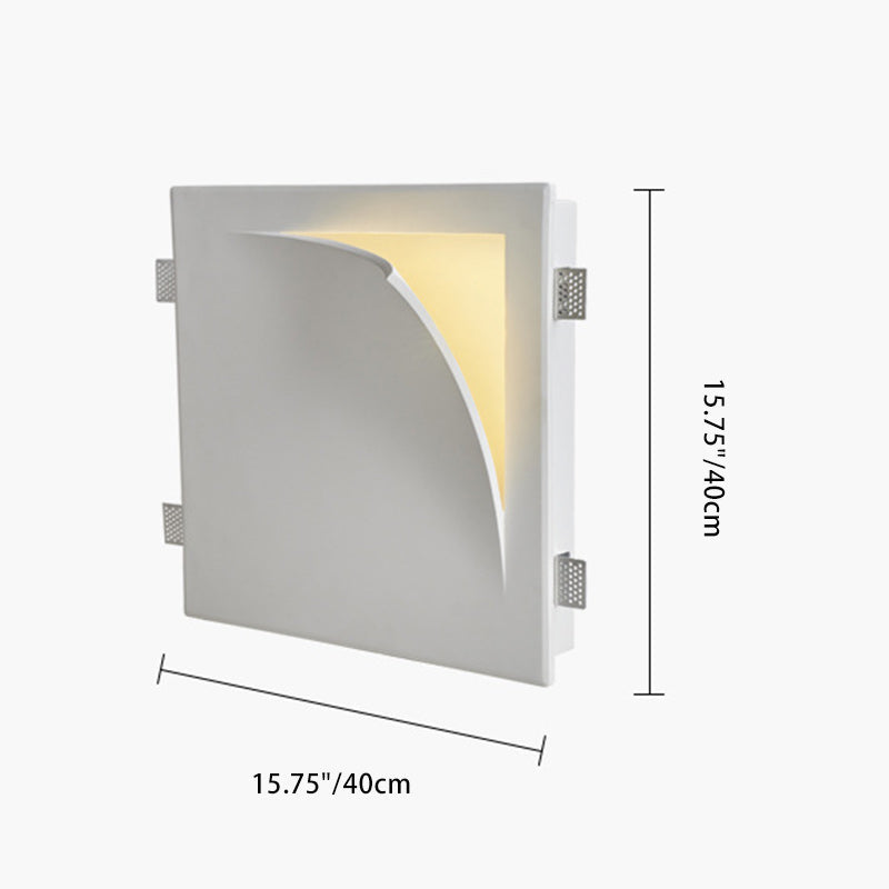 Modern Minimalist Square Opening Plaster 1-Light Wall Sconce Lamp For Living Room