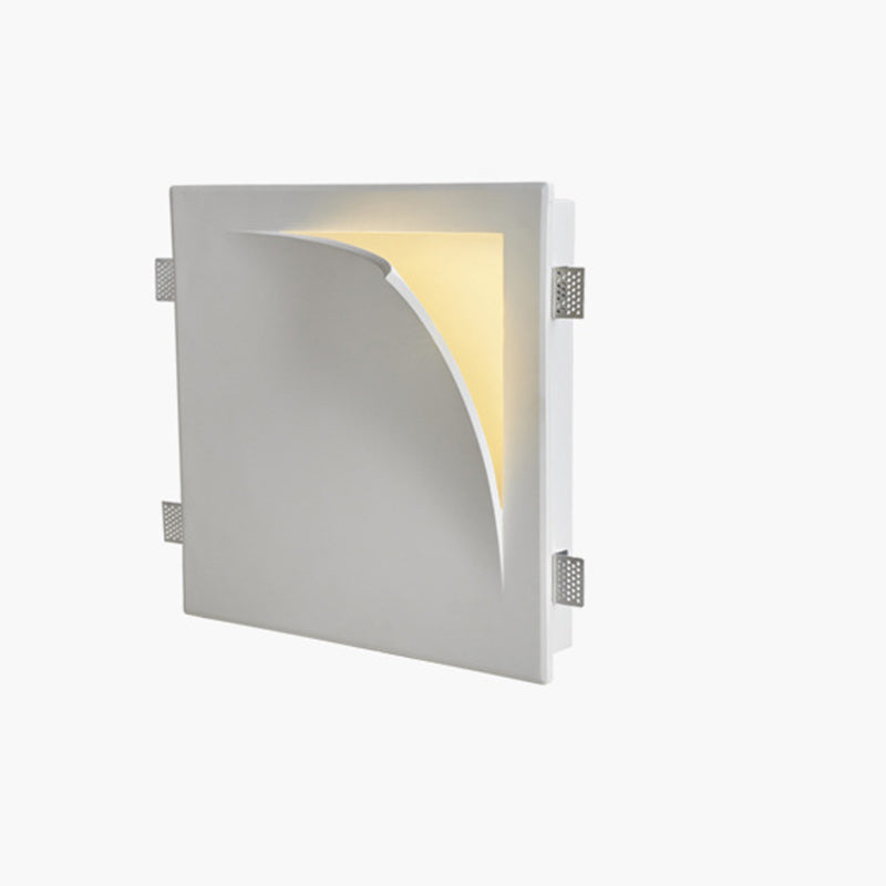 Modern Minimalist Square Opening Plaster 1-Light Wall Sconce Lamp For Living Room