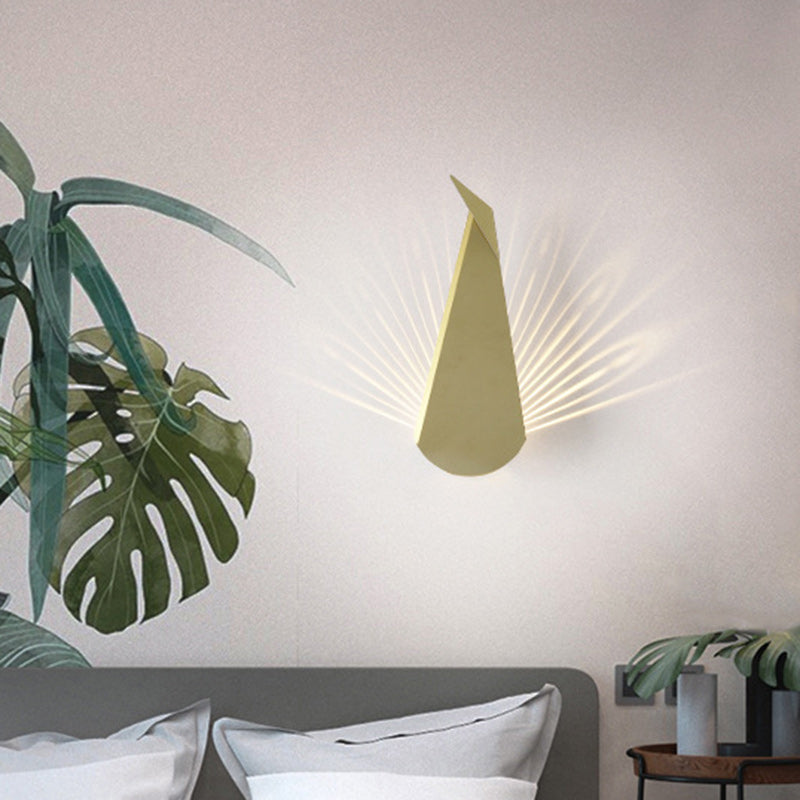 Contemporary Creative Triangle Peacock Shape Scattered Light Iron Shade LED Wall Sconce Lamp For Living Room