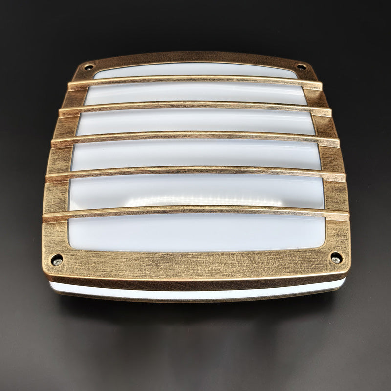 Traditional Vintage Waterproof Square Striped Aluminum PVC LED Flush Mount Ceiling Light For Living Room