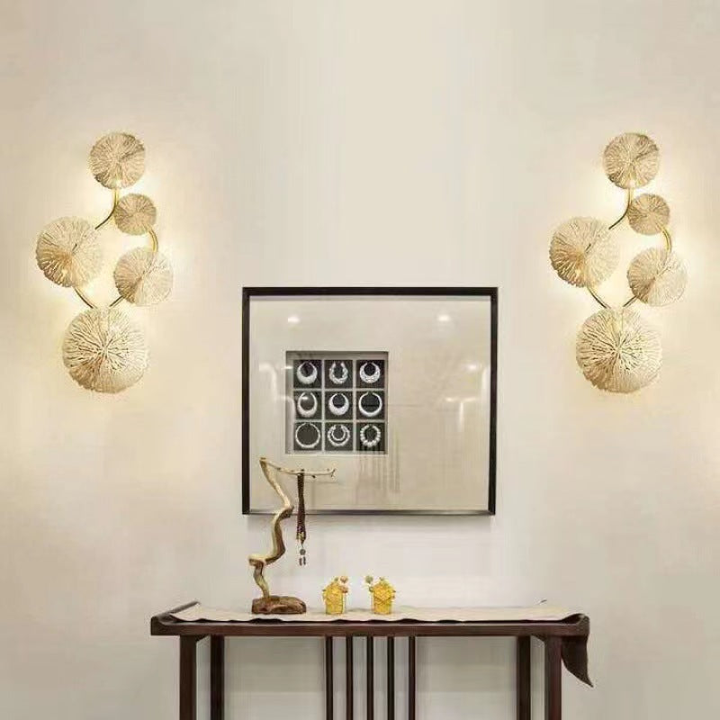 Modern Luxury Round Branch Leaf Stainless Steel Hardware 4/5/6/8 Light Wall Sconce Lamp For Living Room