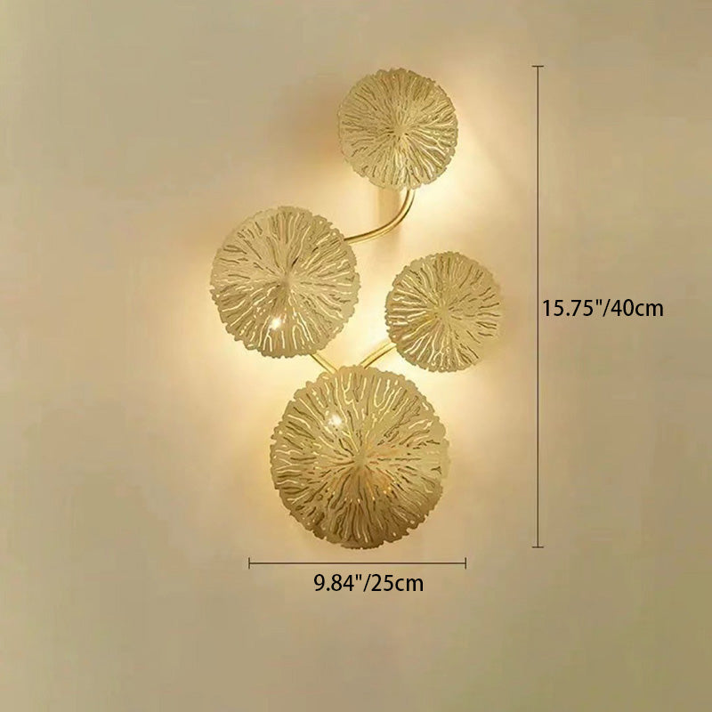Modern Luxury Round Branch Leaf Stainless Steel Hardware 4/5/6/8 Light Wall Sconce Lamp For Living Room