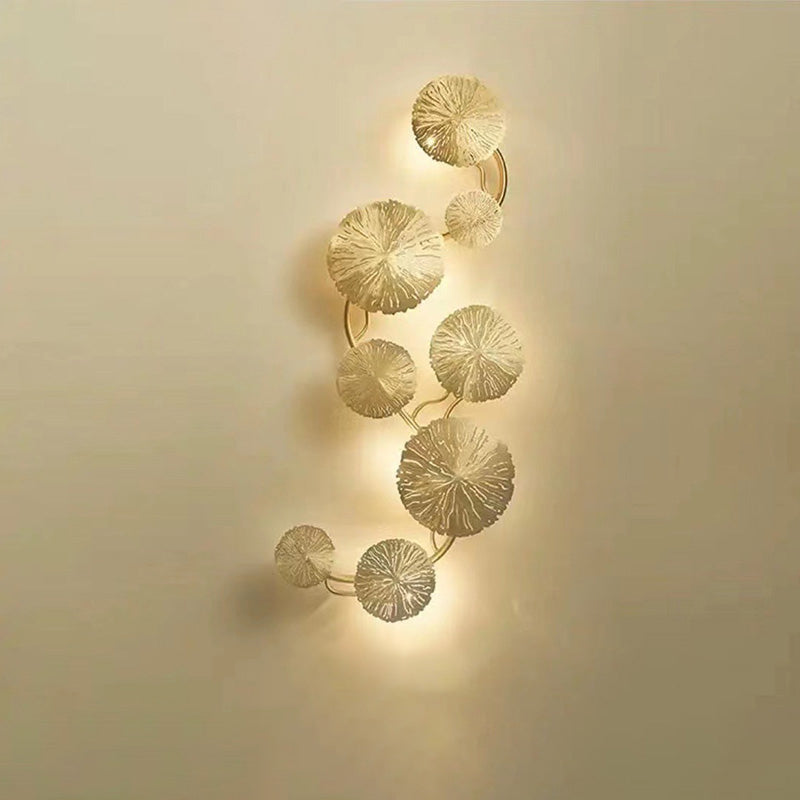 Modern Luxury Round Branch Leaf Stainless Steel Hardware 4/5/6/8 Light Wall Sconce Lamp For Living Room