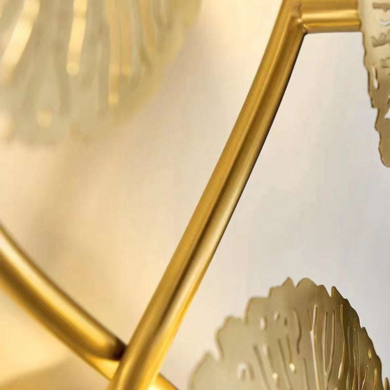 Modern Luxury Round Branch Leaf Stainless Steel Hardware 4/5/6/8 Light Wall Sconce Lamp For Living Room