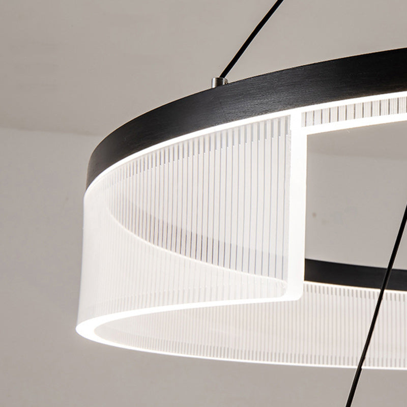Modern Minimalist Round Aluminum Iron Acrylic LED Pendant Light For Living Room