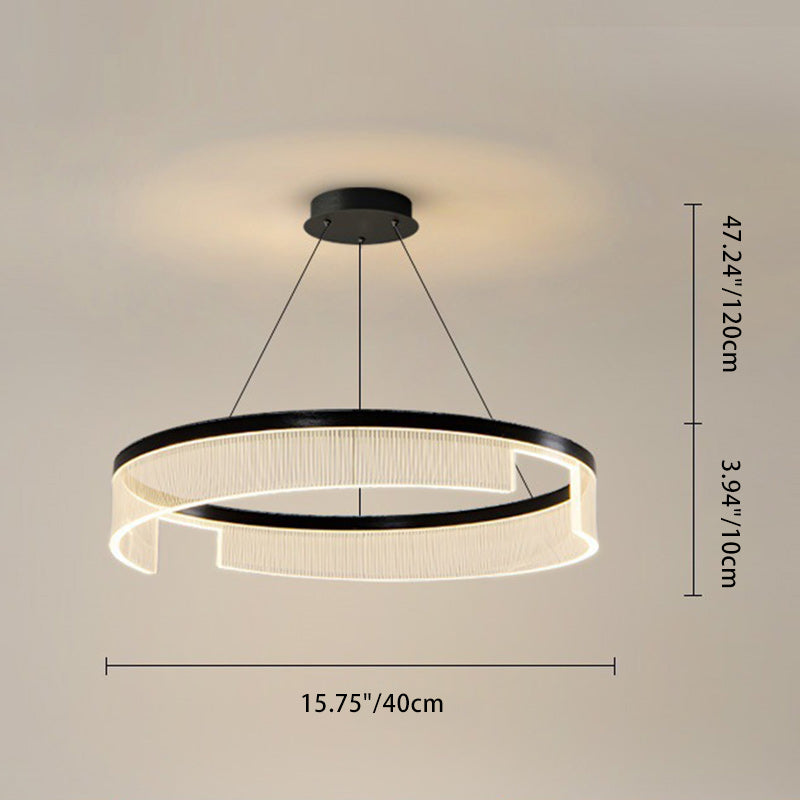 Modern Minimalist Round Aluminum Iron Acrylic LED Pendant Light For Living Room