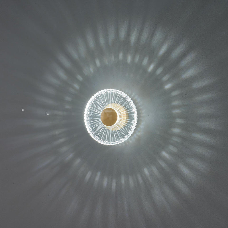 Modern Minimalist Round Striped Copper Acrylic LED Wall Sconce Lamp For Living Room