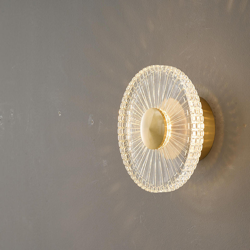 Modern Minimalist Round Striped Copper Acrylic LED Wall Sconce Lamp For Living Room