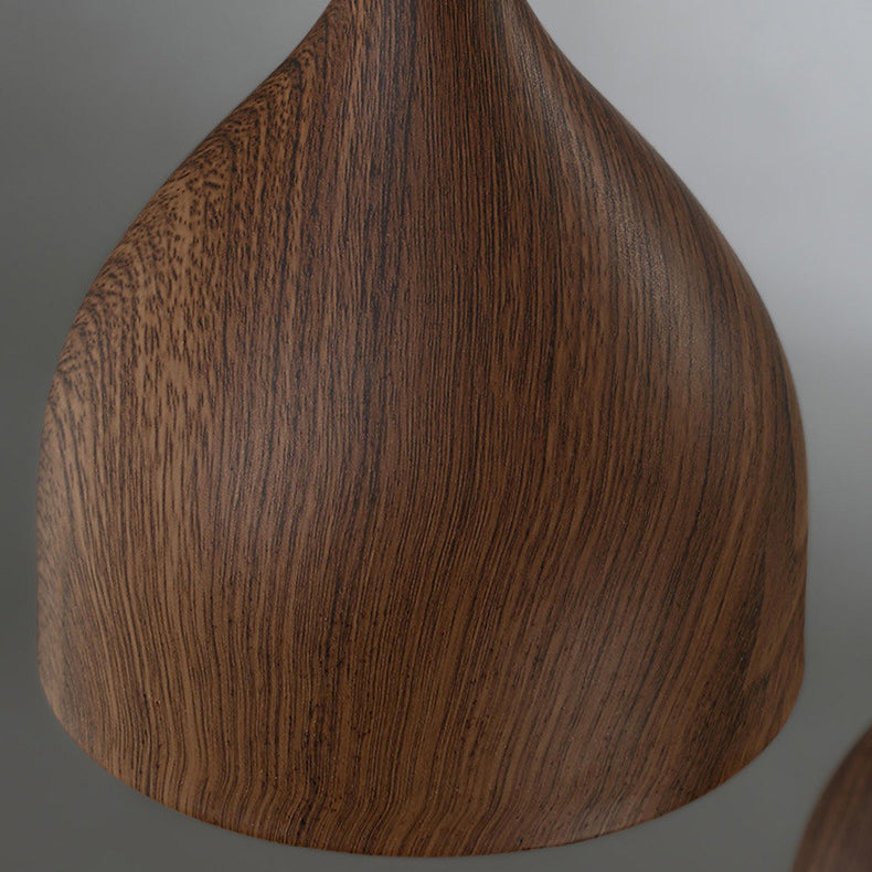 Modern Minimalist Round Dome Cone Wood Grain Iron Shade 1-Light Pendant Light For Living Room