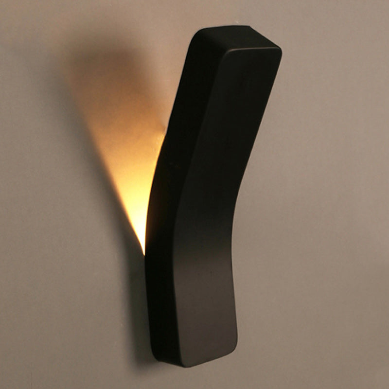 Modern Minimalist Curved Rectangle Iron Shade 1-Light Wall Sconce Lamp For Living Room