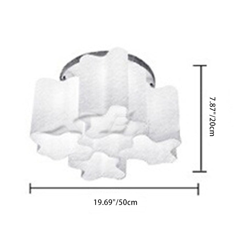 Modern Minimalist Round Column Flower Hardware Glass 1/3/4 Light Semi-Flush Mount Ceiling Light For Living Room
