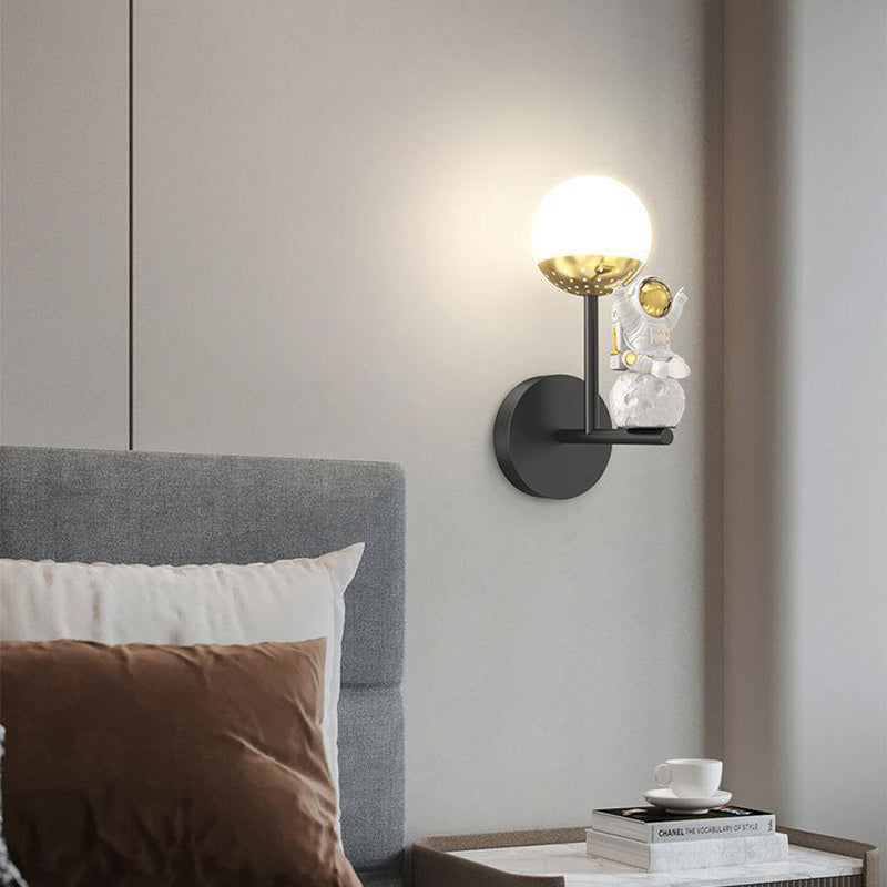 Modern Minimalist Orb Astronaut Iron Resin Acrylic LED Wall Sconce Lamp For Bedroom