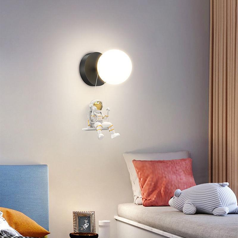 Modern Minimalist Orb Astronaut Iron Resin Acrylic LED Wall Sconce Lamp For Bedroom