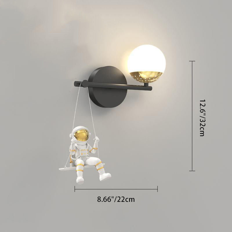 Modern Minimalist Orb Astronaut Iron Resin Acrylic LED Wall Sconce Lamp For Bedroom