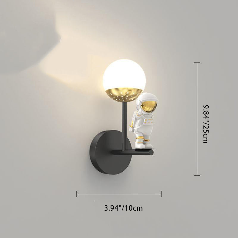 Modern Minimalist Orb Astronaut Iron Resin Acrylic LED Wall Sconce Lamp For Bedroom