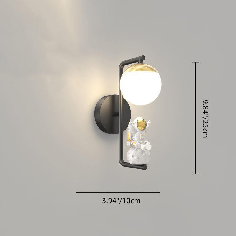 Modern Minimalist Orb Astronaut Iron Resin Acrylic LED Wall Sconce Lamp For Bedroom