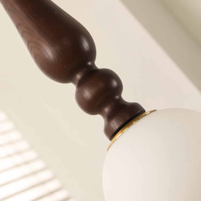 Traditional Vintage Cylinder Orb Wood Aluminum Frame Glass 1-Light Pendant Light For Living Room