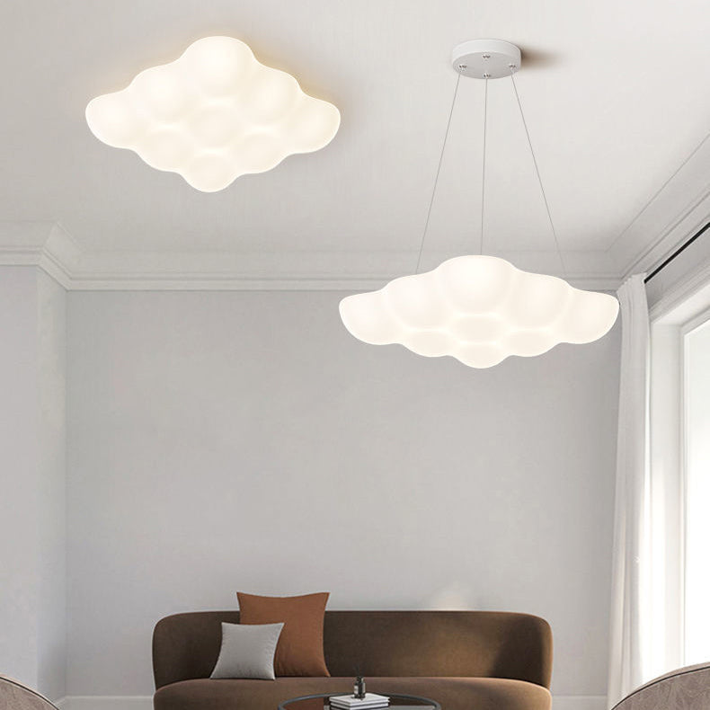 Modern Minimalist Square Cloud Shape Iron PE LED Flush Mount Ceiling Light For Bedroom